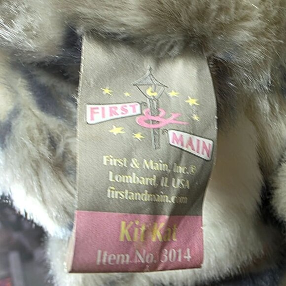 First & Main Kit Kat Plush Stuffed Cat 10" Gray & Cream Striped Polyester Toy - Picture 4 of 7